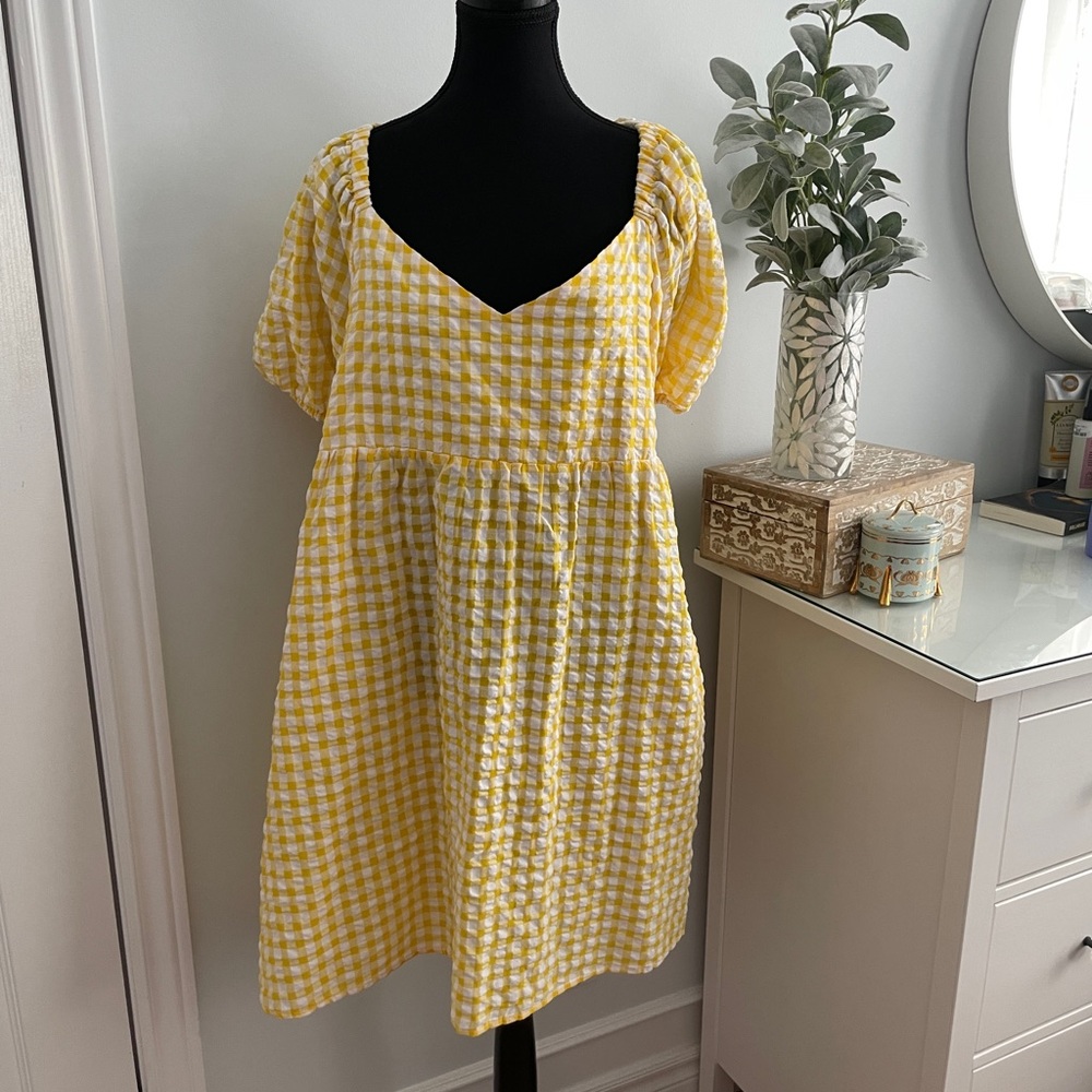 Old Navy Yellow Gingham Mini Dress